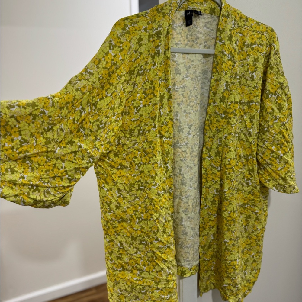 Volcom Yellow Floral Drape Cardigan